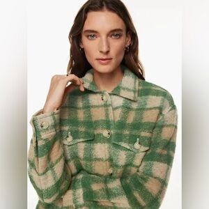 Joie flannel bottom up  jacket in Green Oversized XS